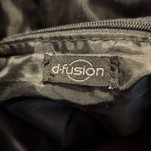 d - fusion Purse Black Faux Leather Medium Size Handbag with Logo Single Pocket - Picture 4 of 4